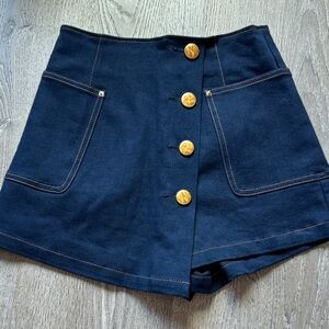Vero Moda Dark Blue High Waist Shorts with Gold Buttons
